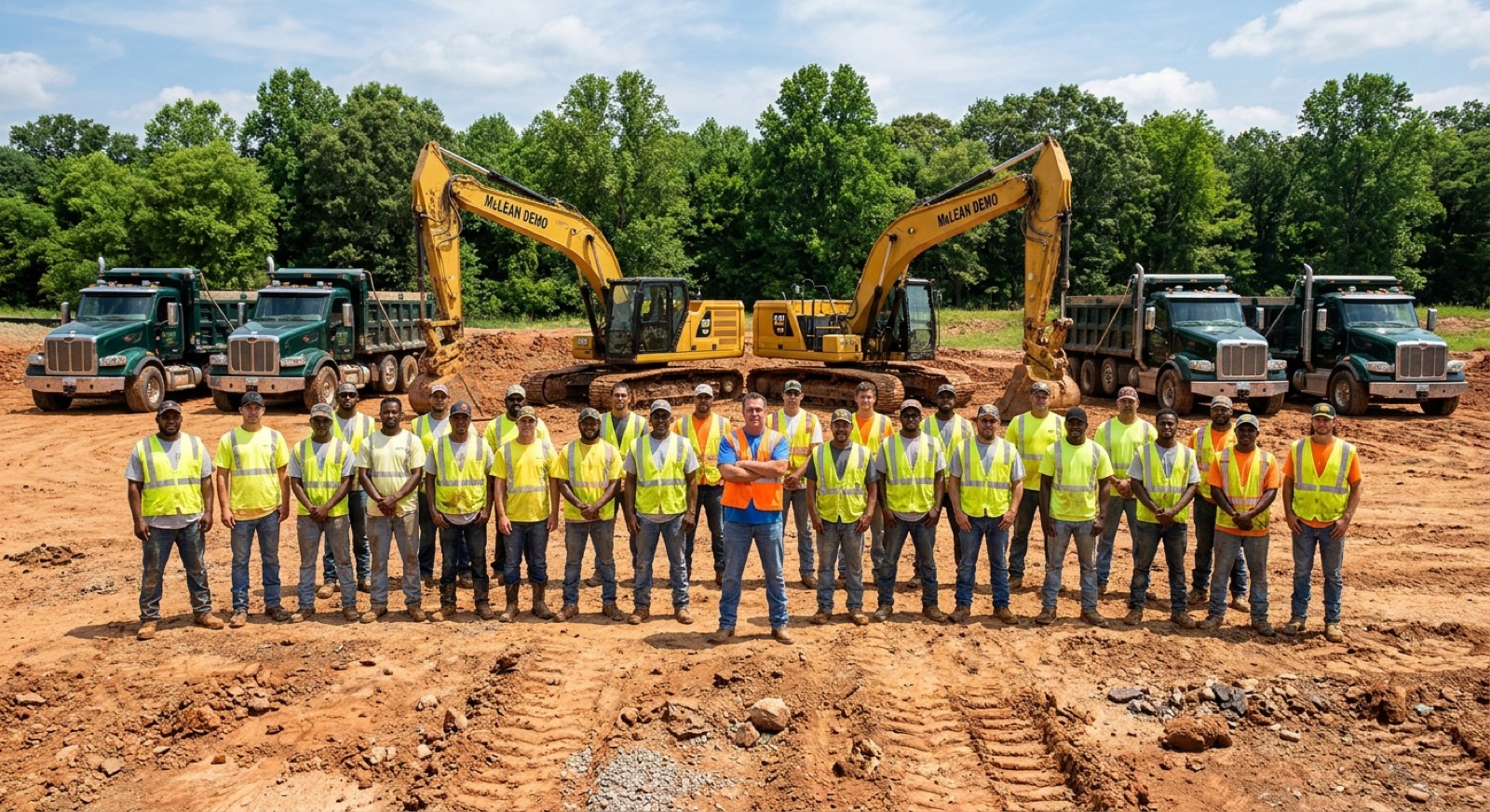 The McLean Demolition crew and equipment on a job site